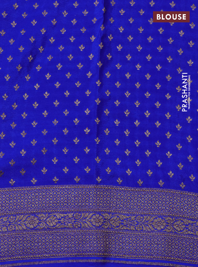 Banarasi crepe saree royal blue and cs blue with allover geometric zari weaves and woven border