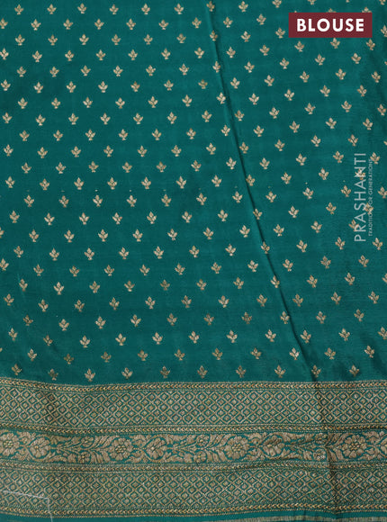 Banarasi crepe saree green and peacock blue with allover geometric zari weaves and woven border