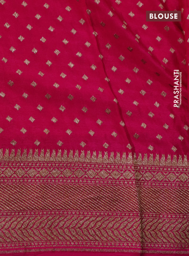 Banarasi crepe saree red and pink with allover geometric zari weaves and woven border
