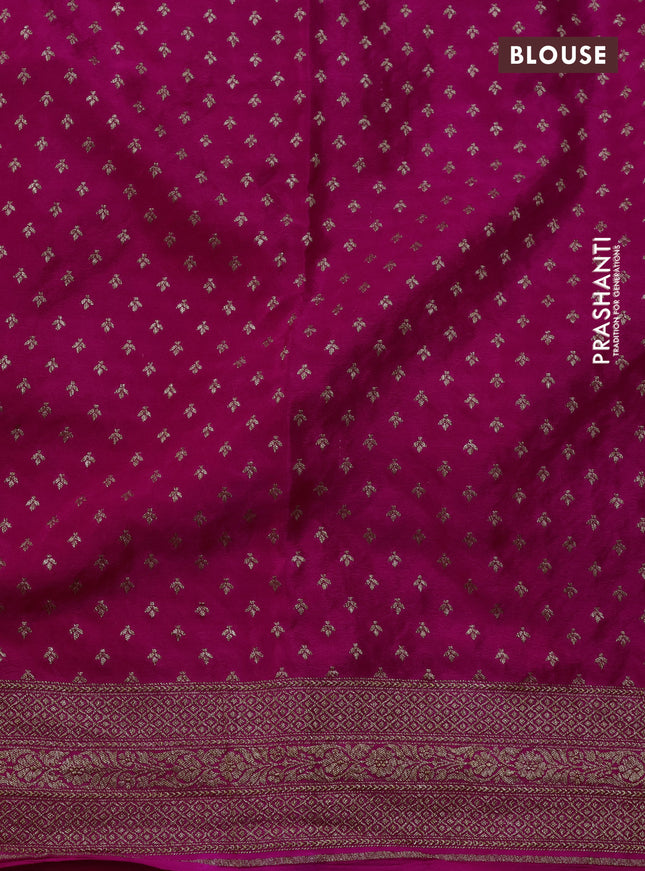 Banarasi crepe saree pink and red with allover geometric zari weaves and woven border
