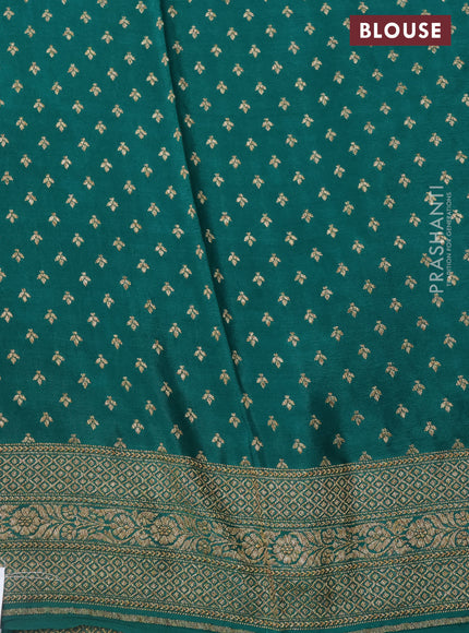 Banarasi crepe saree green and cs blue with allover geometric zari weaves and woven border