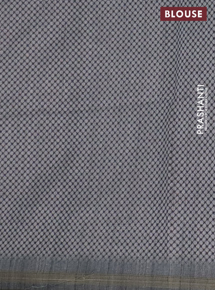 Semi tussar saree grey with allover butta prints and long printed border