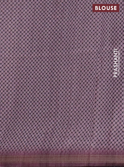 Semi tussar saree pastel pink with allover butta prints and long printed border