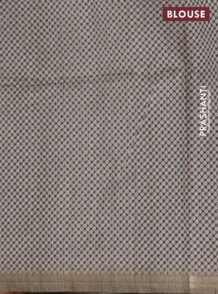 Semi tussar saree beige with allover butta prints and long printed border