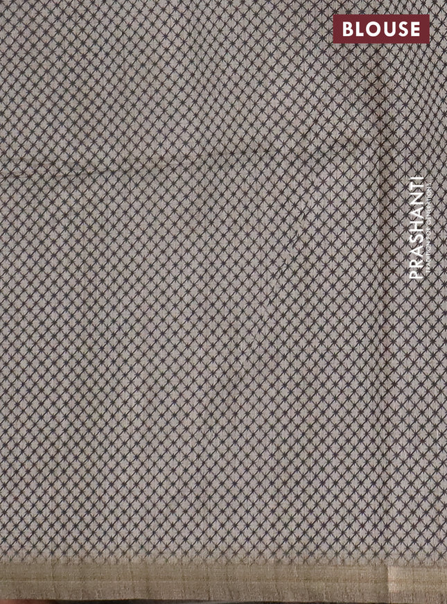 Semi tussar saree beige with allover butta prints and long printed border