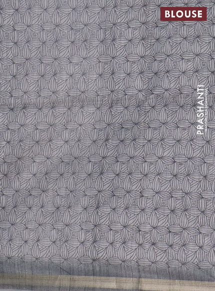 Semi tussar saree grey with allover butta prints and long printed border