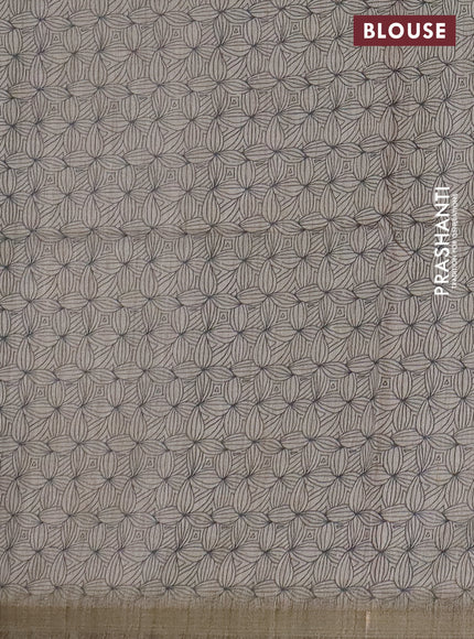 Semi tussar saree beige with allover butta prints and long printed border