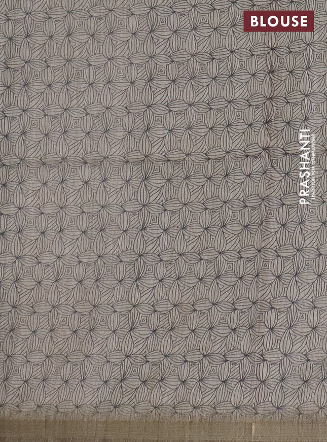 Semi tussar saree beige with allover butta prints and long printed border