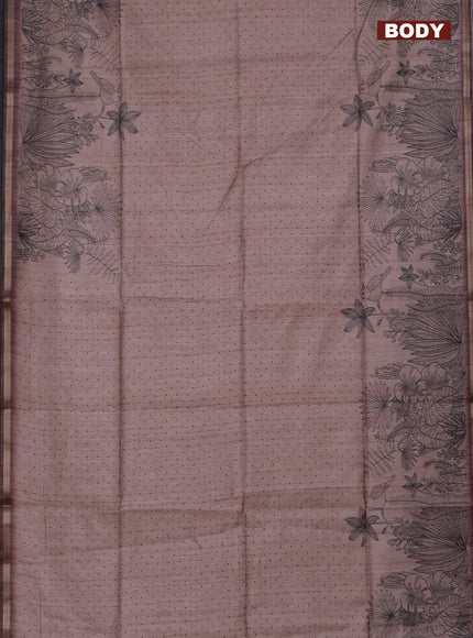 Semi tussar saree pastel brown with allover butta prints and long printed border