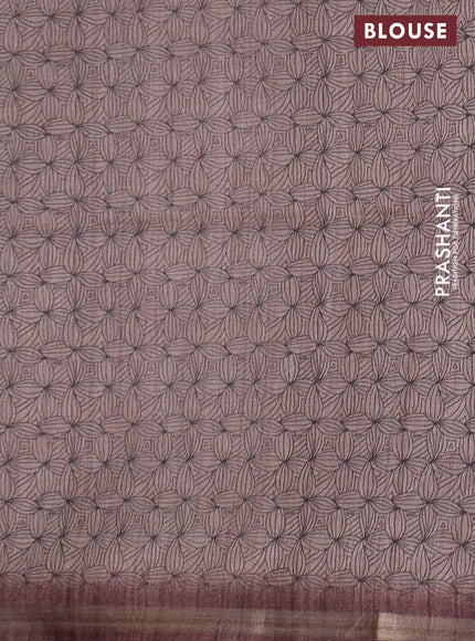 Semi tussar saree pastel brown with allover butta prints and long printed border