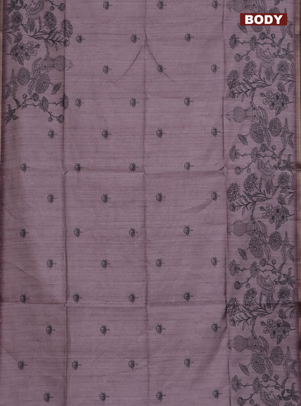 Semi tussar saree pastel pink with allover butta prints and long printed border