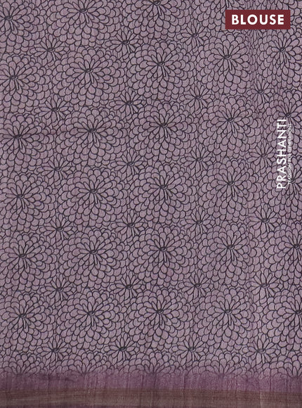 Semi tussar saree pastel pink with allover butta prints and long printed border