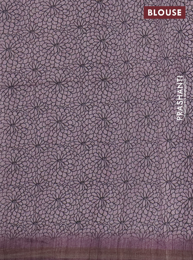 Semi tussar saree pastel pink with allover butta prints and long printed border