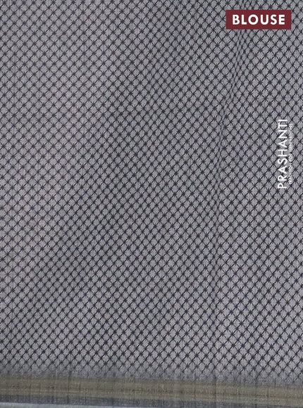 Semi tussar saree grey with allover butta prints and long printed border