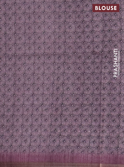 Semi tussar saree pastel pink with allover floral butta prints and long printed border