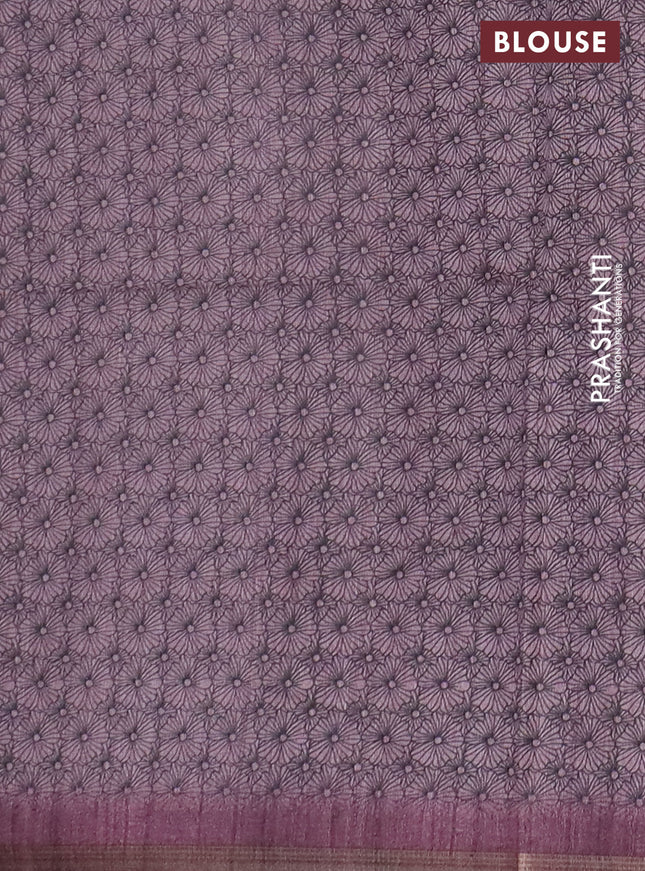 Semi tussar saree pastel pink with allover floral butta prints and long printed border