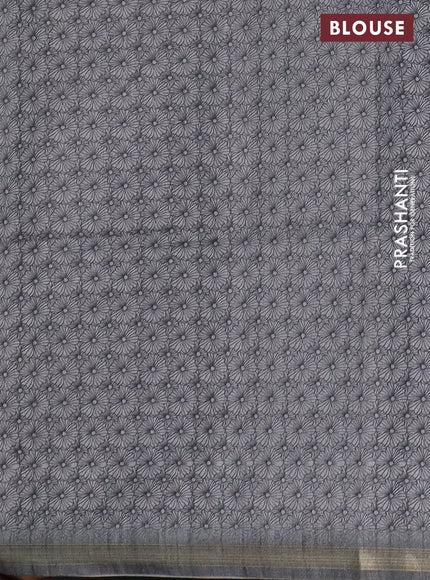 Semi tussar saree grey with allover floral butta prints and long printed border
