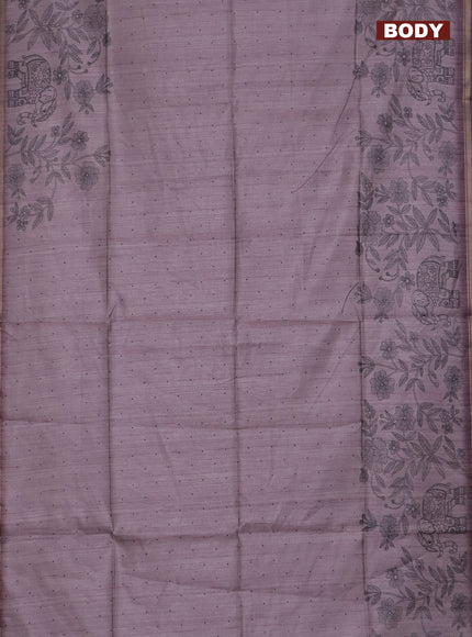 Semi tussar saree pastel pink shade with allover butta prints and long printed border