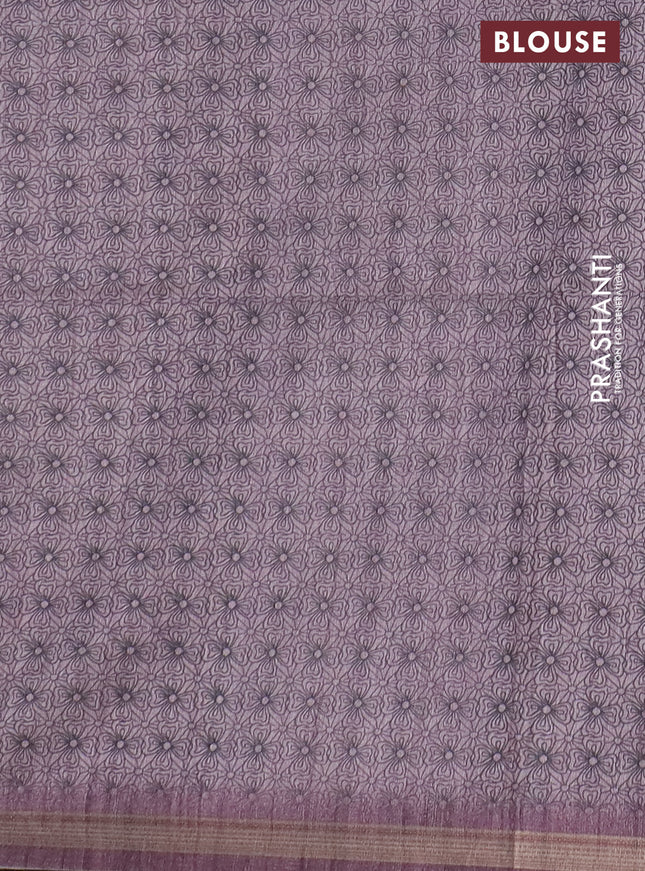 Semi tussar saree pastel pink shade with allover butta prints and long printed border