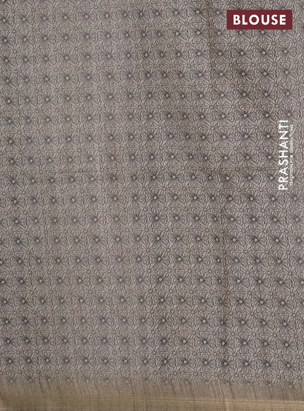 Semi tussar saree beige with allover butta prints and long printed border