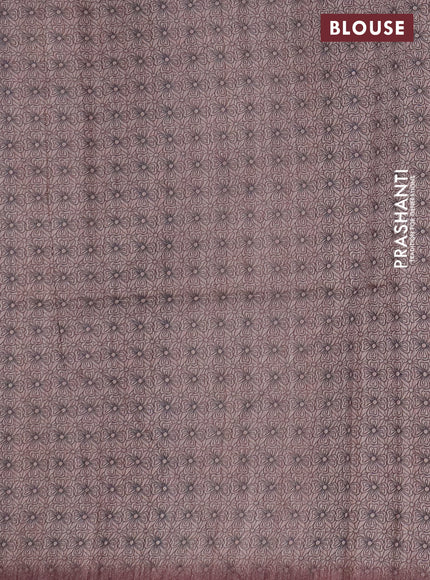 Semi tussar saree pastel brown with allover butta prints and long printed border