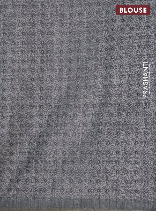 Semi tussar saree grey with allover butta prints and long printed border