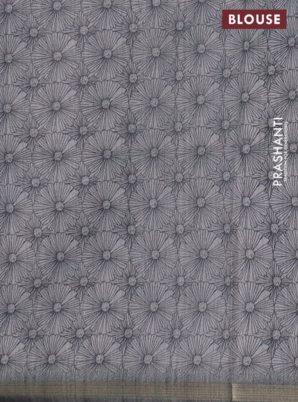 Semi tussar saree grey with allover butta prints and long printed border