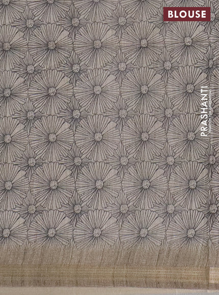 Semi tussar saree beige with allover butta prints and long printed border