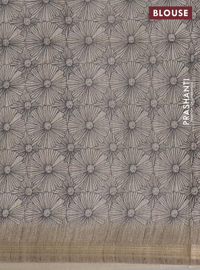 Semi tussar saree beige with allover butta prints and long printed border