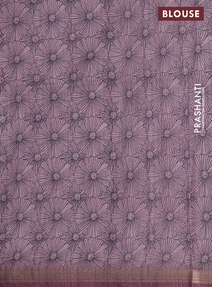 Semi tussar saree pastel pink with allover butta prints and long printed border