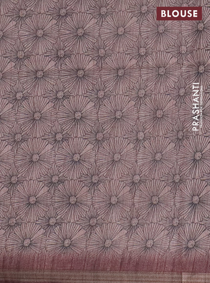 Semi tussar saree pastel brown with allover butta prints and long printed border