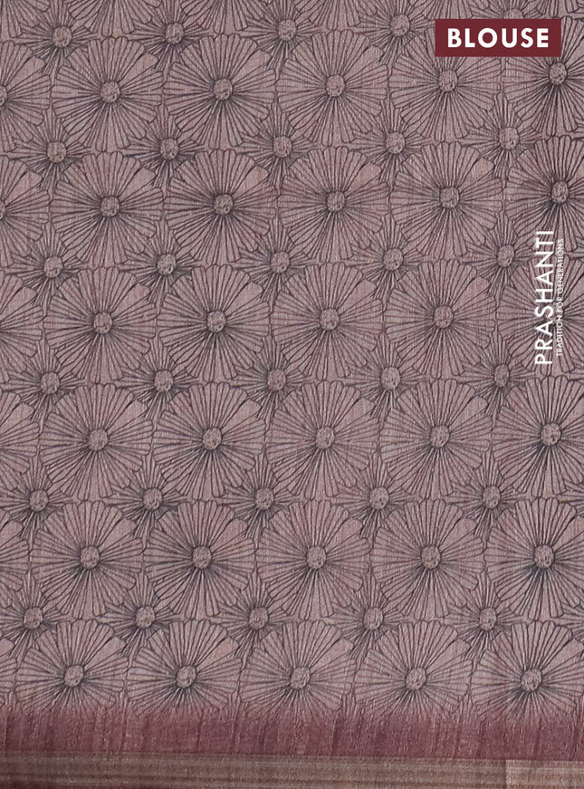 Semi tussar saree pastel brown with allover butta prints and long printed border