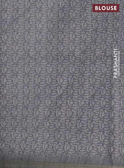 Semi tussar saree grey with allover butta prints and long printed border