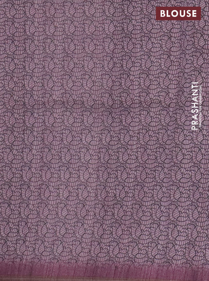 Semi tussar saree pastel pink with allover butta prints and long printed border