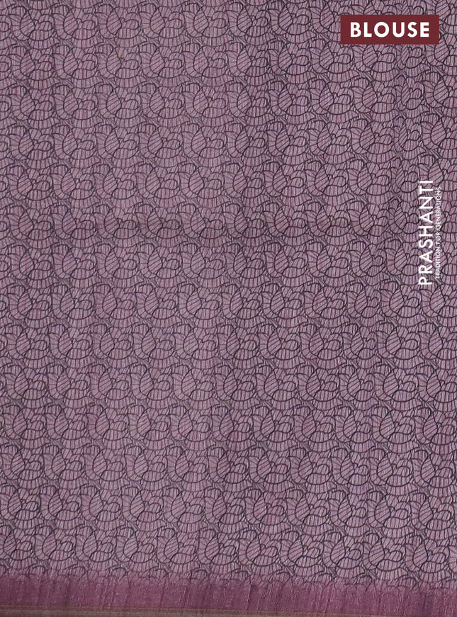 Semi tussar saree pastel pink with allover butta prints and long printed border