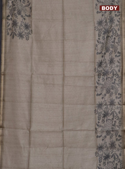 Semi tussar saree beige with allover butta prints and long printed border