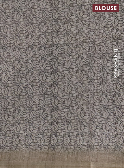 Semi tussar saree beige with allover butta prints and long printed border