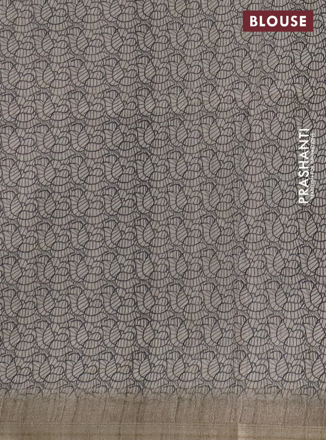 Semi tussar saree beige with allover butta prints and long printed border