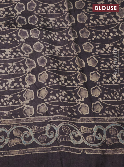 Printed silk saree brown shade with allover ajrakh prints and simple border