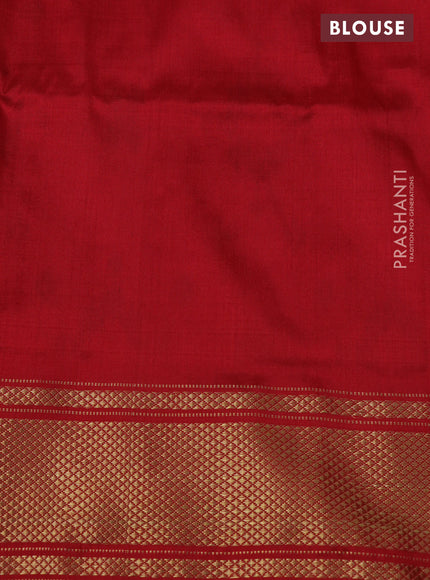 Pochampally silk saree orange and red with allover ikat weaves and long zari woven border