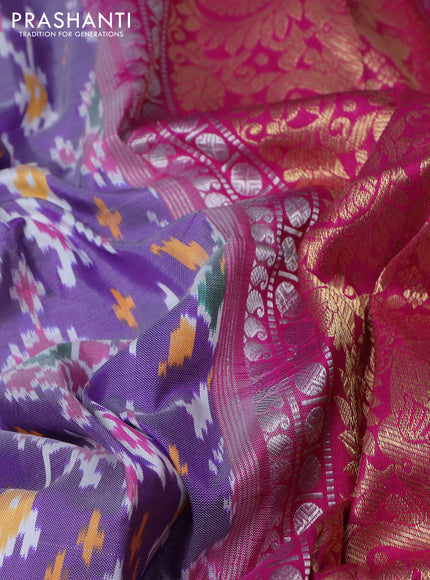 Pochampally silk saree lavender and pink with allover ikat weaves and long zari woven border
