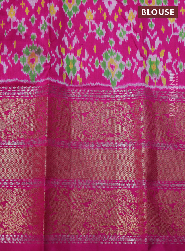 Pochampally silk saree lavender and pink with allover ikat weaves and long zari woven border