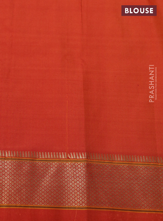 Pure paithani silk saree orange with zari woven buttas and paithani design pallu