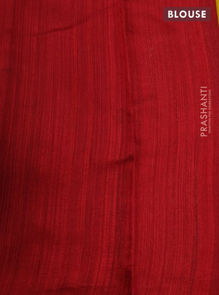 Banarasi raw silk saree mustard yellow and red with plain body and long woven border