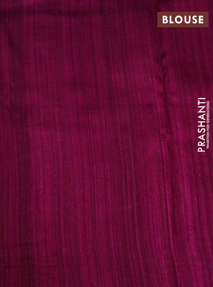 Banarasi raw silk saree green and dark magenta with plain body and long zari woven border