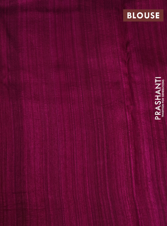 Banarasi raw silk saree green and dark magenta with plain body and long zari woven border