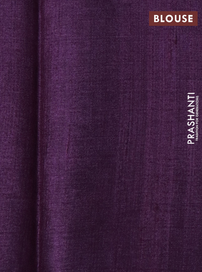 Pure tussar silk saree wine shade with allover digital prints and long printed border