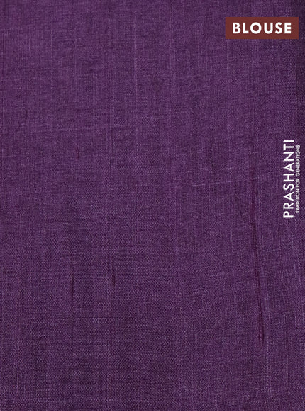 Pure tussar silk saree beige and purple with allover floral digital prints and long printed border