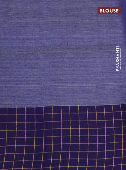 Pure tussar silk saree pink and blue with floral digital prints and temple design zari checked border