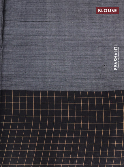 Pure tussar silk saree mauve pink and black with floral digital prints and temple design zari checked border